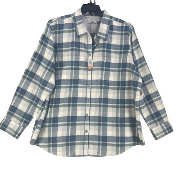 RidegeCut Womens Shirt Shacket Top 100% Cotton Button Size 2X Plaid Hike Outdoor - Picture 1 of 14